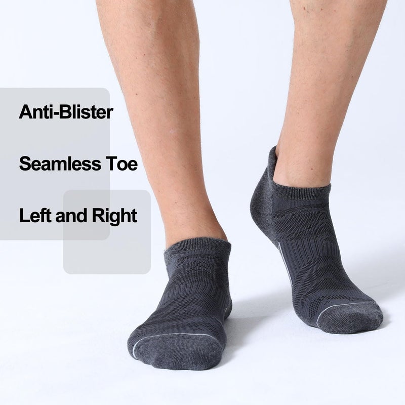 FITRELL 6 Pack Men's Ankle Running Socks Low Cut Cushioned Athletic Sports Socks, Shoe Size 12-15, Dark Gray+Gray - Image 5
